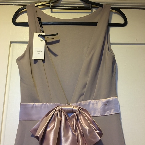 ASOS Sateen Bow Back Maxi Gray Bridesmaid Dress - Picture 7 of 8